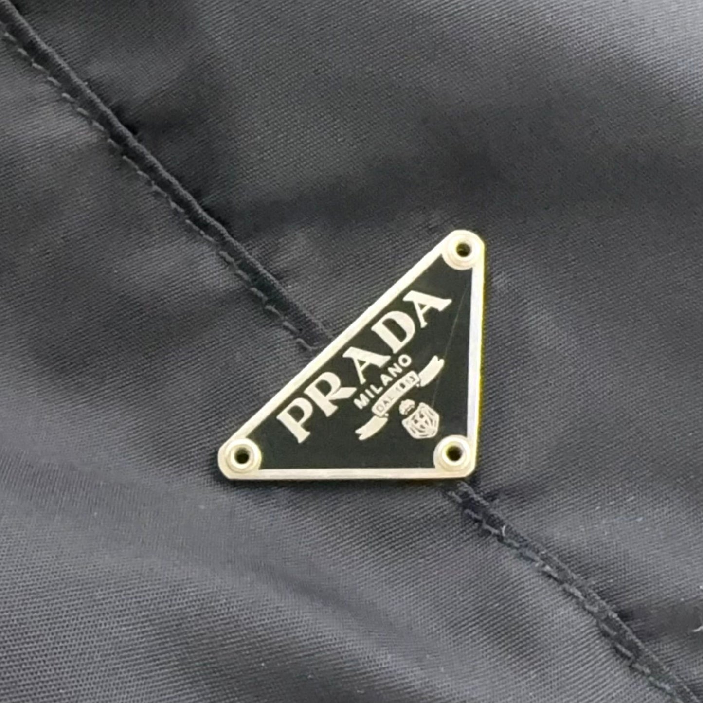 Prada Nylon Leather Black Tote Bag Silver — view 5