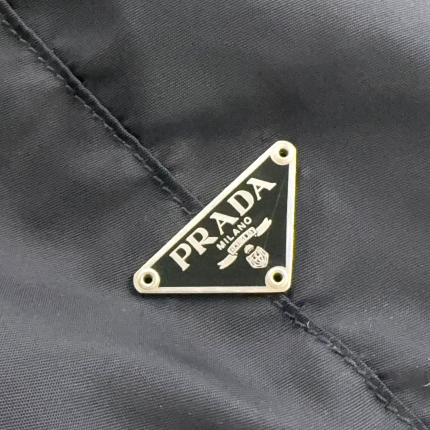 Prada Nylon Leather Black Tote Bag Silver — view 5