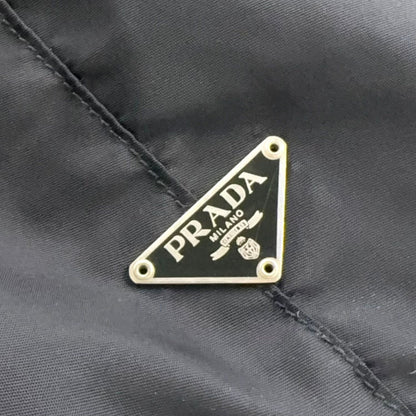 Prada Nylon Leather Black Tote Bag Silver — view 5