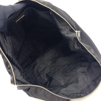 Prada Nylon Leather Black Tote Bag Silver — view 3