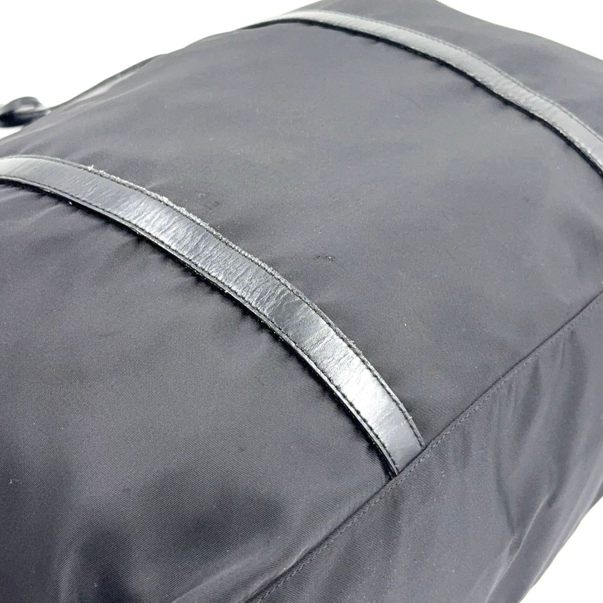 Prada Nylon Leather Black Tote Bag Silver — view 8