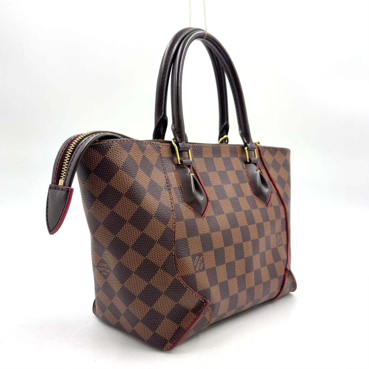 Louis Vuitton Kaisa Tote Bag PM Damier Cerise Leather Brown Red Handle Gold — view 2