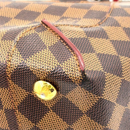 Louis Vuitton Kaisa Tote Bag PM Damier Cerise Leather Brown Red Handle Gold — view 8