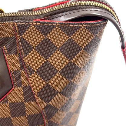 Louis Vuitton Kaisa Tote Bag PM Damier Cerise Leather Brown Red Handle Gold — view 5
