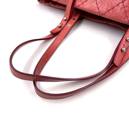 Chanel CC Logo on the Road Leather Pink Red Tote Bag Silver — view 7