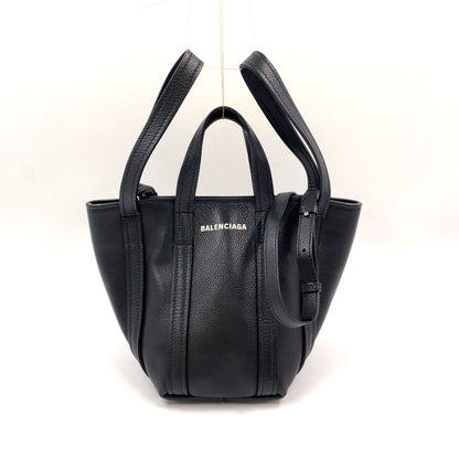 Balenciaga Everyday Shoulder Bag Leather Black Handle Silver