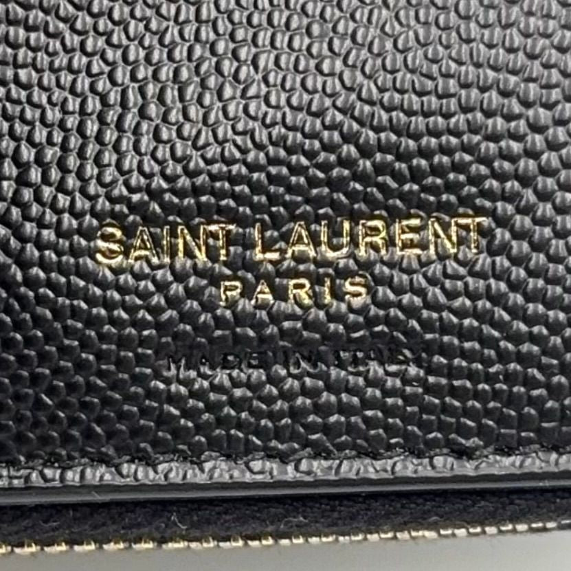 Saint Laurent Paris Monogram Compact Zip Around Caviar Leather Black Wallet Gold — view 4