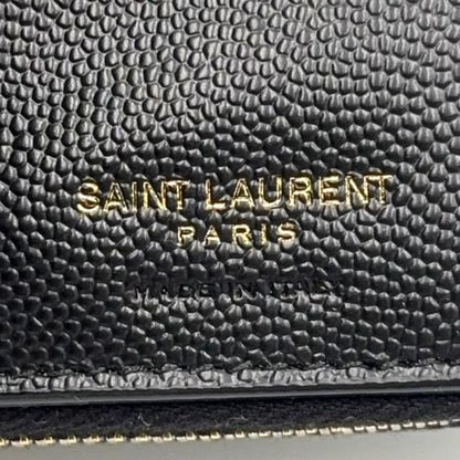 Saint Laurent Paris Monogram Compact Zip Around Caviar Leather Black Wallet Gold — view 4