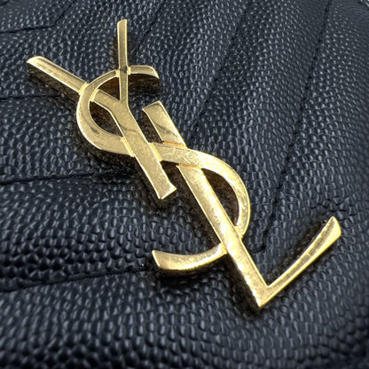Saint Laurent Paris Monogram Compact Zip Around Caviar Leather Black Wallet Gold — view 5