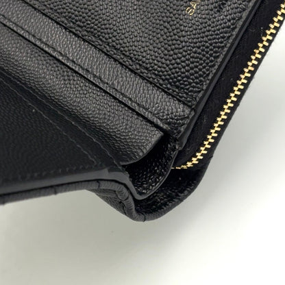 Saint Laurent Paris Monogram Compact Zip Around Caviar Leather Black Wallet Gold — view 8