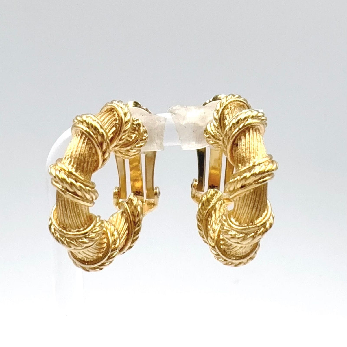 Dior Twisted Rope Hoop Gold Plated Earrings