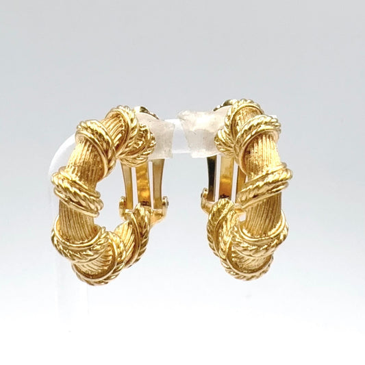 Dior Twisted Rope Hoop Gold Plated Earrings
