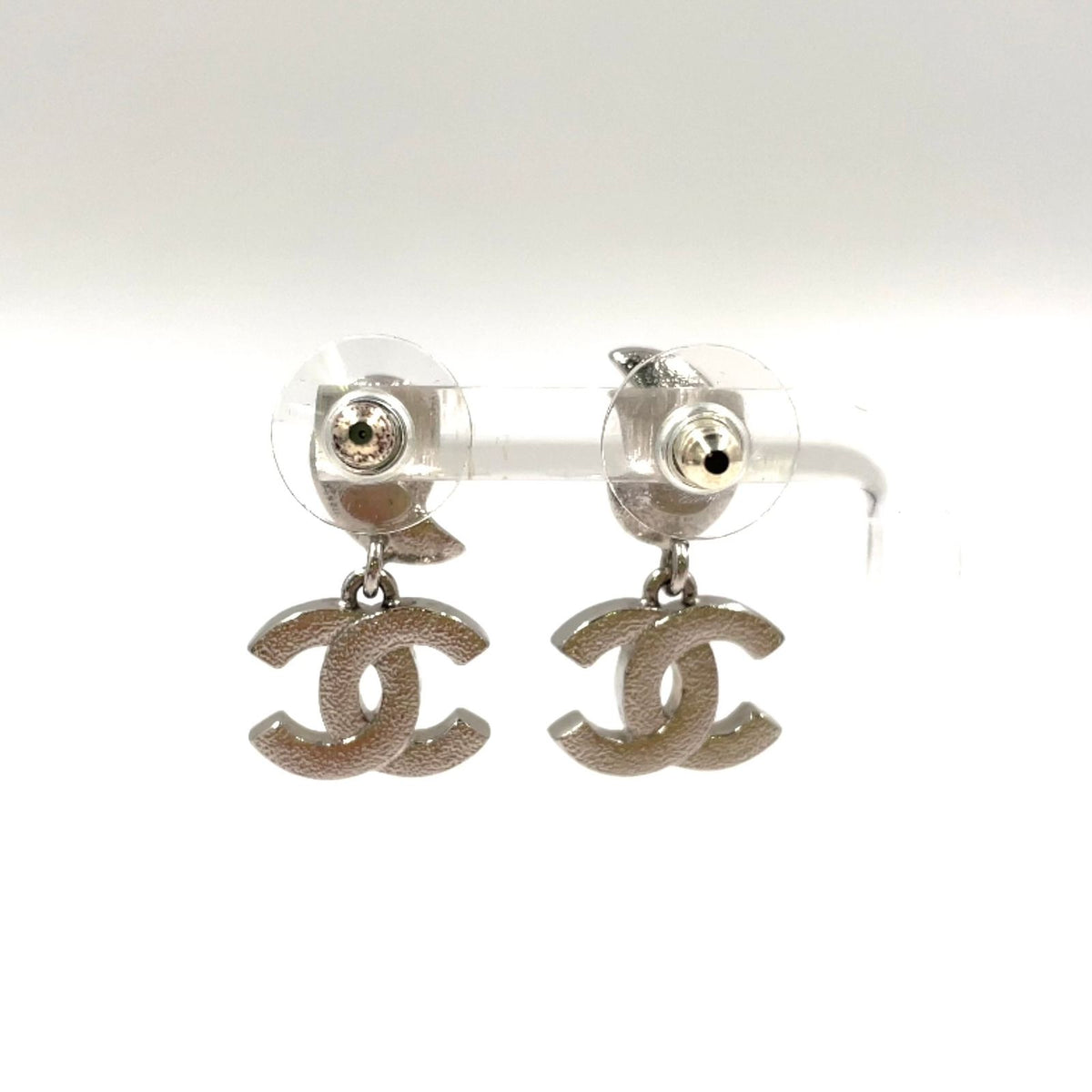 Chanel CC Logo Metal Earrings — view 3