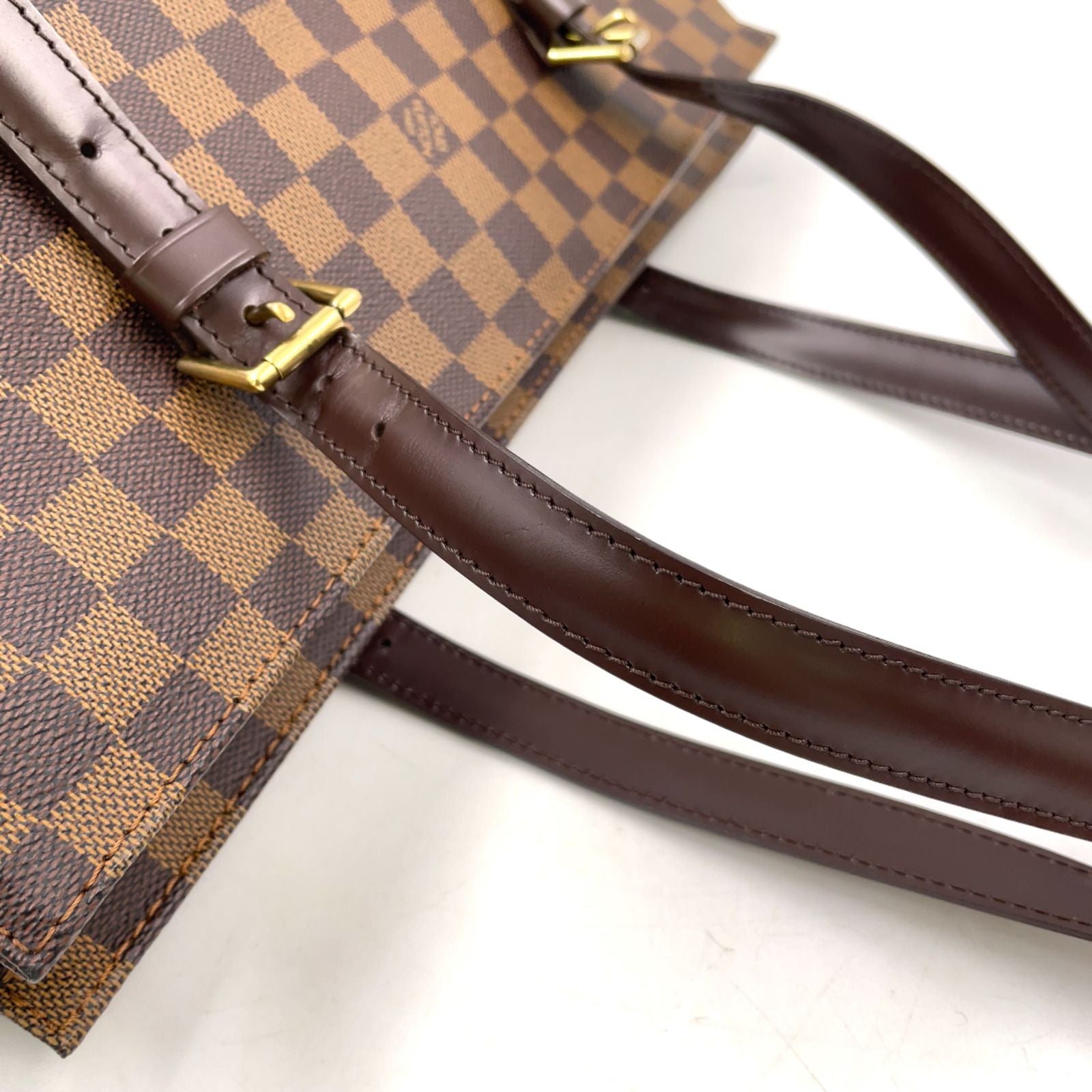 Louis Vuitton Chelsea Damier Ebene Shoulder Bag Leather Black Tote Gold — view 5