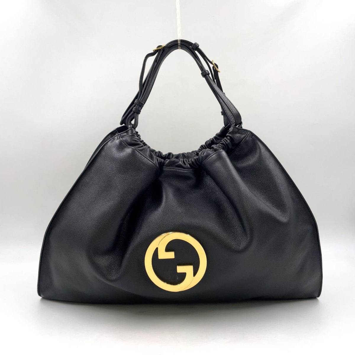 Gucci Blondie 2-Way Shoulder Bag Leather Black Handle Gold