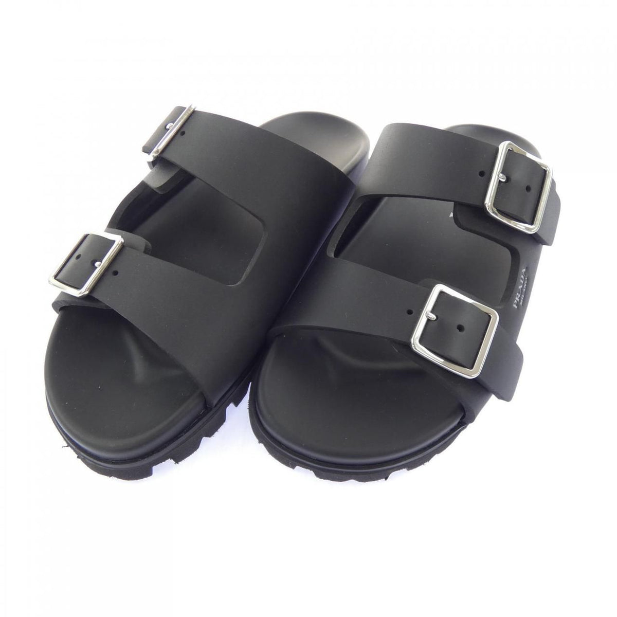 Prada Rubber Slide Screen Print Logo Sandals — view 3