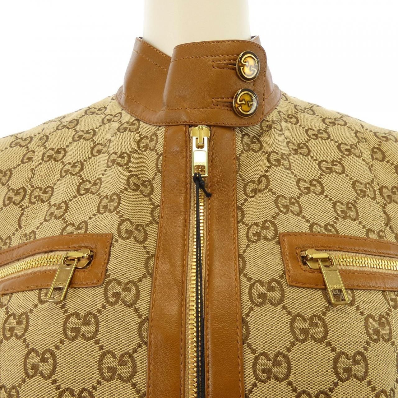 Gucci Leather Trim GG Canvas Jacket — view 5