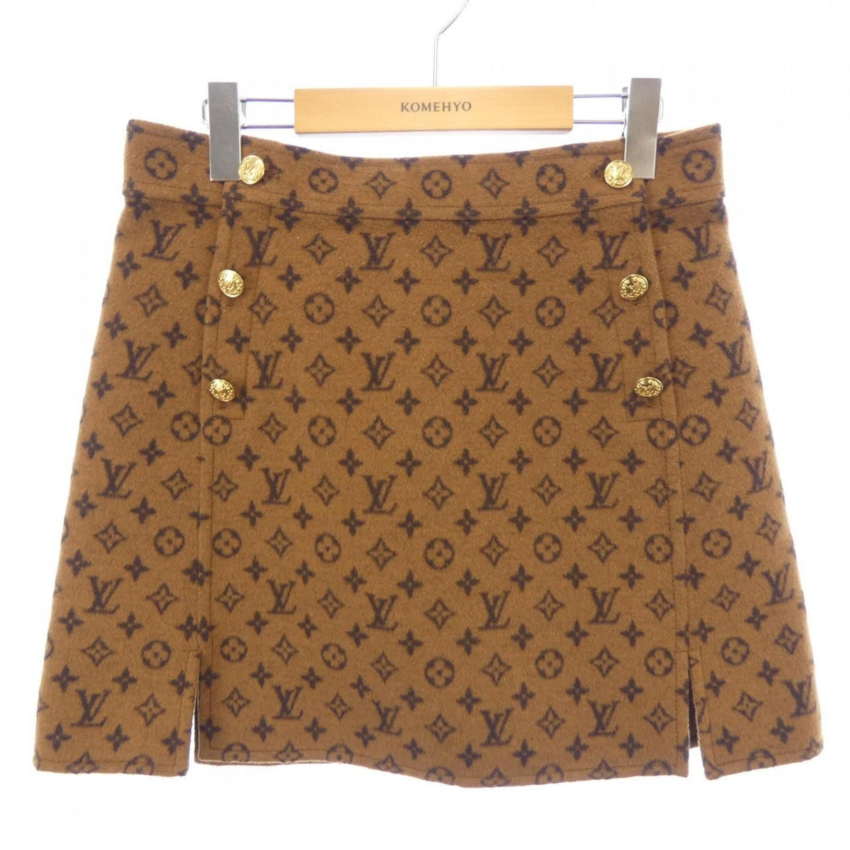 Louis Vuitton Button Detail Monogram Mini Skirt