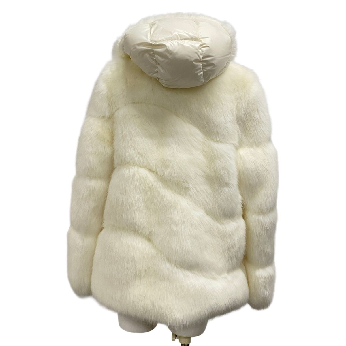 Moncler Down Jacket XS Epilobe White Long Sleeve Faux Fur Zip Up Hood 0 — view 2