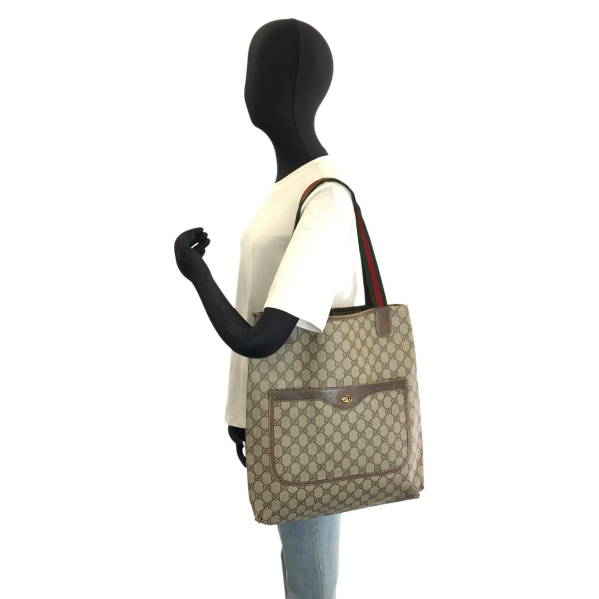 Gucci Vintage Sherry Line Beige GG Supreme Canvas 003 Tote Shoulder Bag — view 7