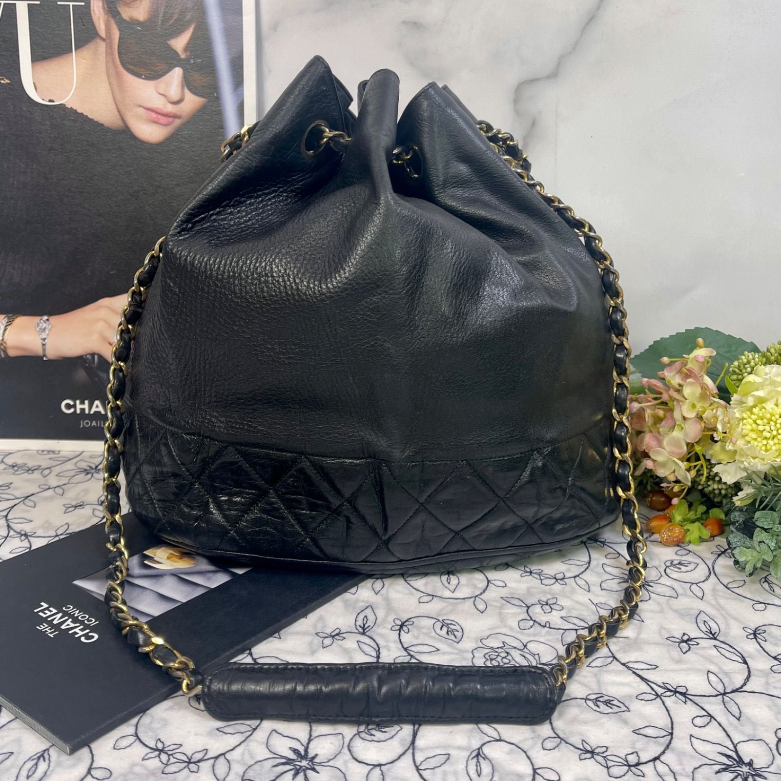 Chanel Drawstring Quilted Chain Shoulder Bag — view 2