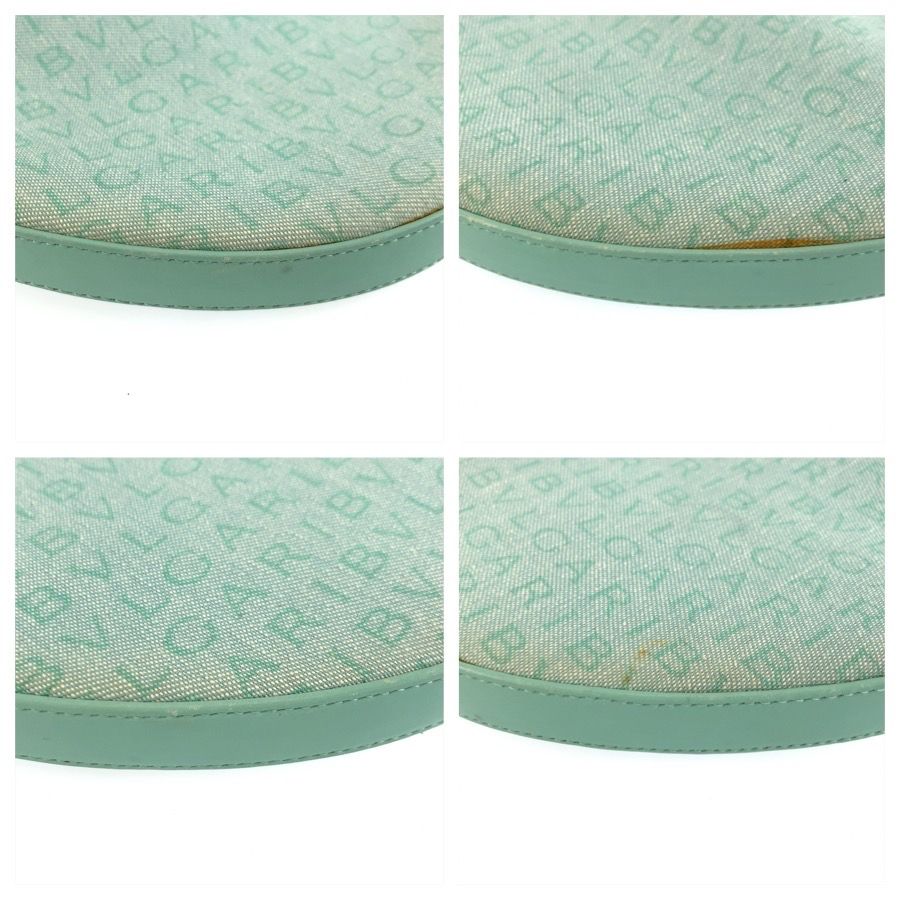 Bvlgari Logo Mania Mint Green Silver Canvas Leather Handle Handbag — view 4