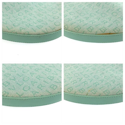 Bvlgari Logo Mania Mint Green Silver Canvas Leather Handle Handbag — view 4
