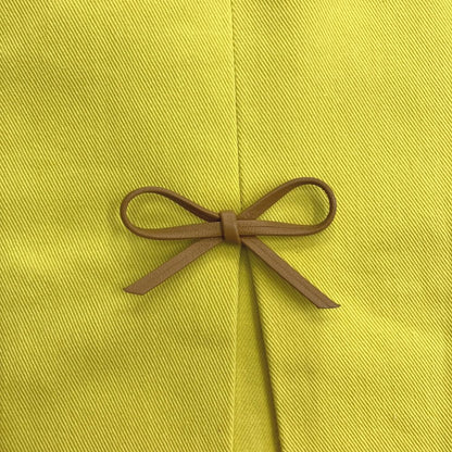 Gucci Tom Ford Era Leather Ribbon Skirt Knee Length Tight Vintage Archive Yellow 40 — view 3