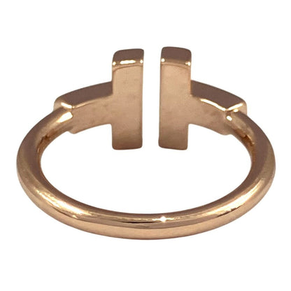 Tiffany & Co 18K Pink Gold Diamond Mother of Pearl T Wire Ring — view 3