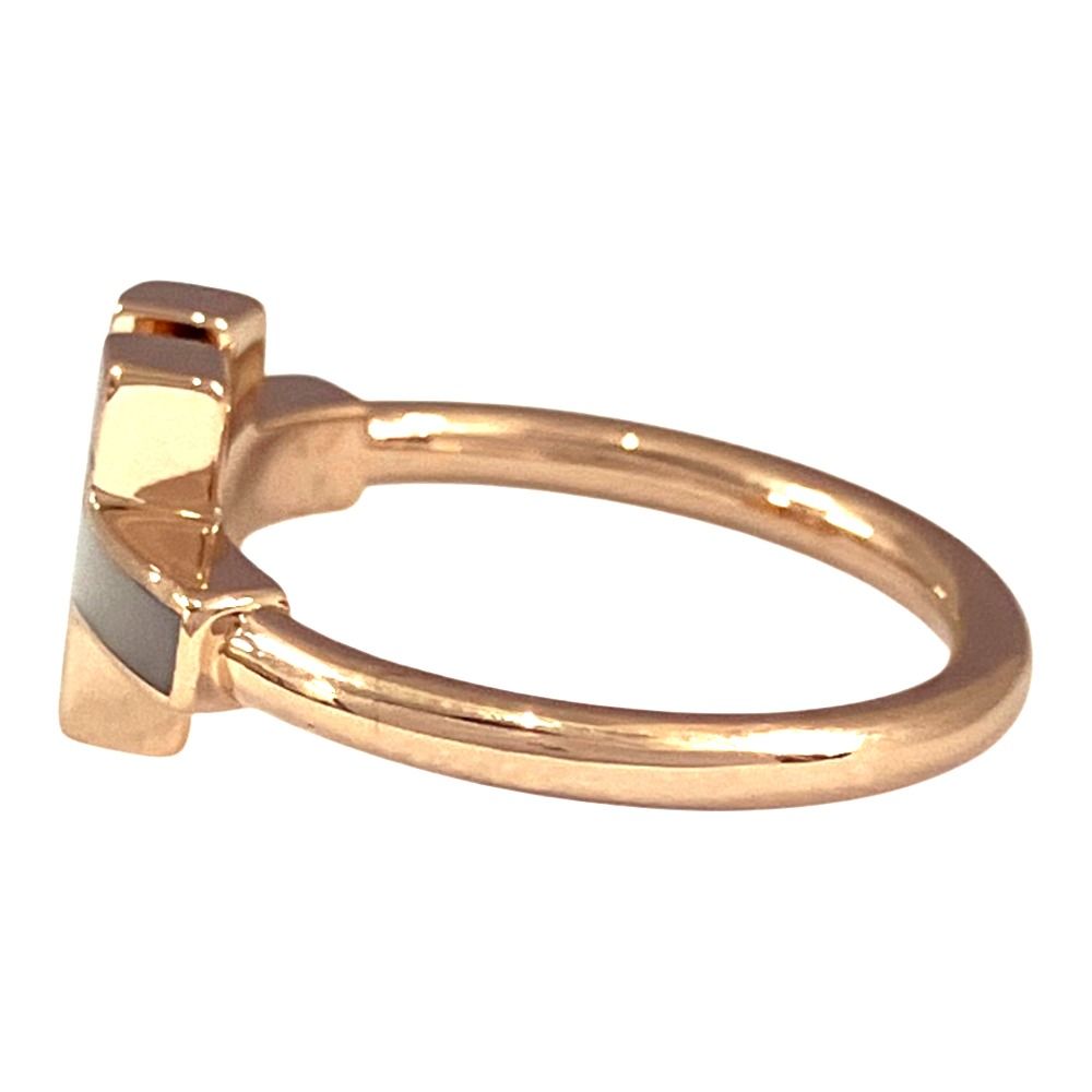 Tiffany & Co 18K Pink Gold Diamond Mother of Pearl T Wire Ring — view 2