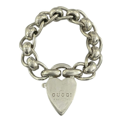 Gucci Heart Padlock Chain Ring 925 Sterling Silver Vintage