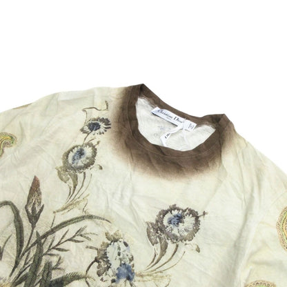 Dior Cotton Linen Botanical T-Shirt Sheer Paisley Beige L — view 3