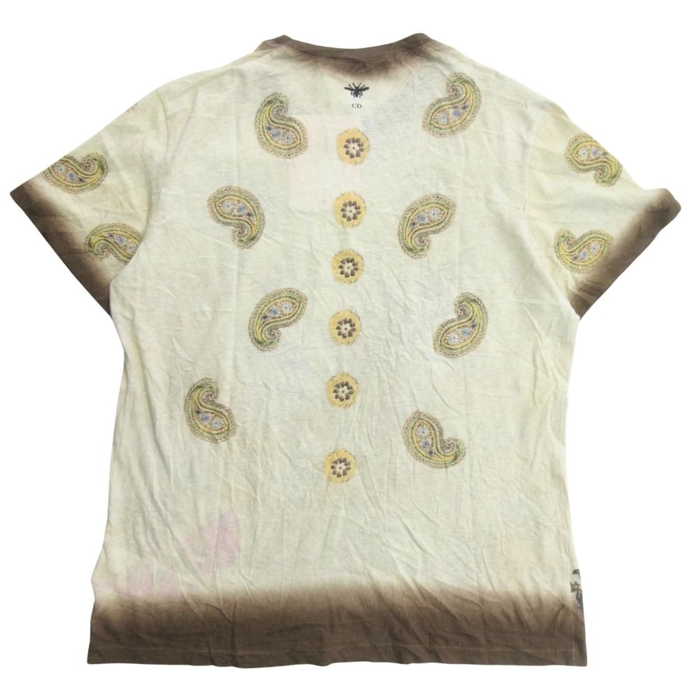 Dior Cotton Linen Botanical T-Shirt Sheer Paisley Beige L — view 2
