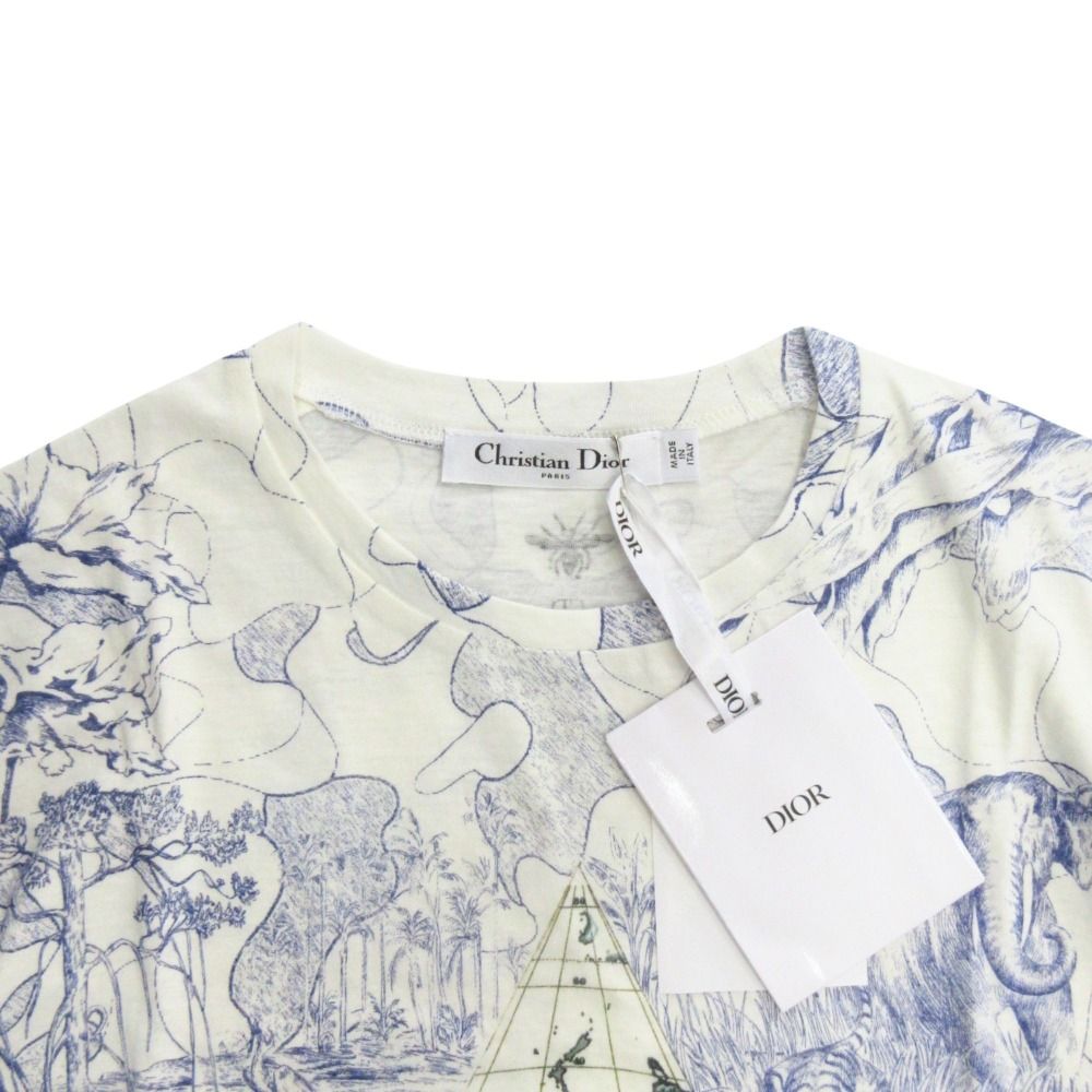 Dior Around the World T-Shirt Short Sleeve Top Bee Embroidery Logo Off White S — view 3