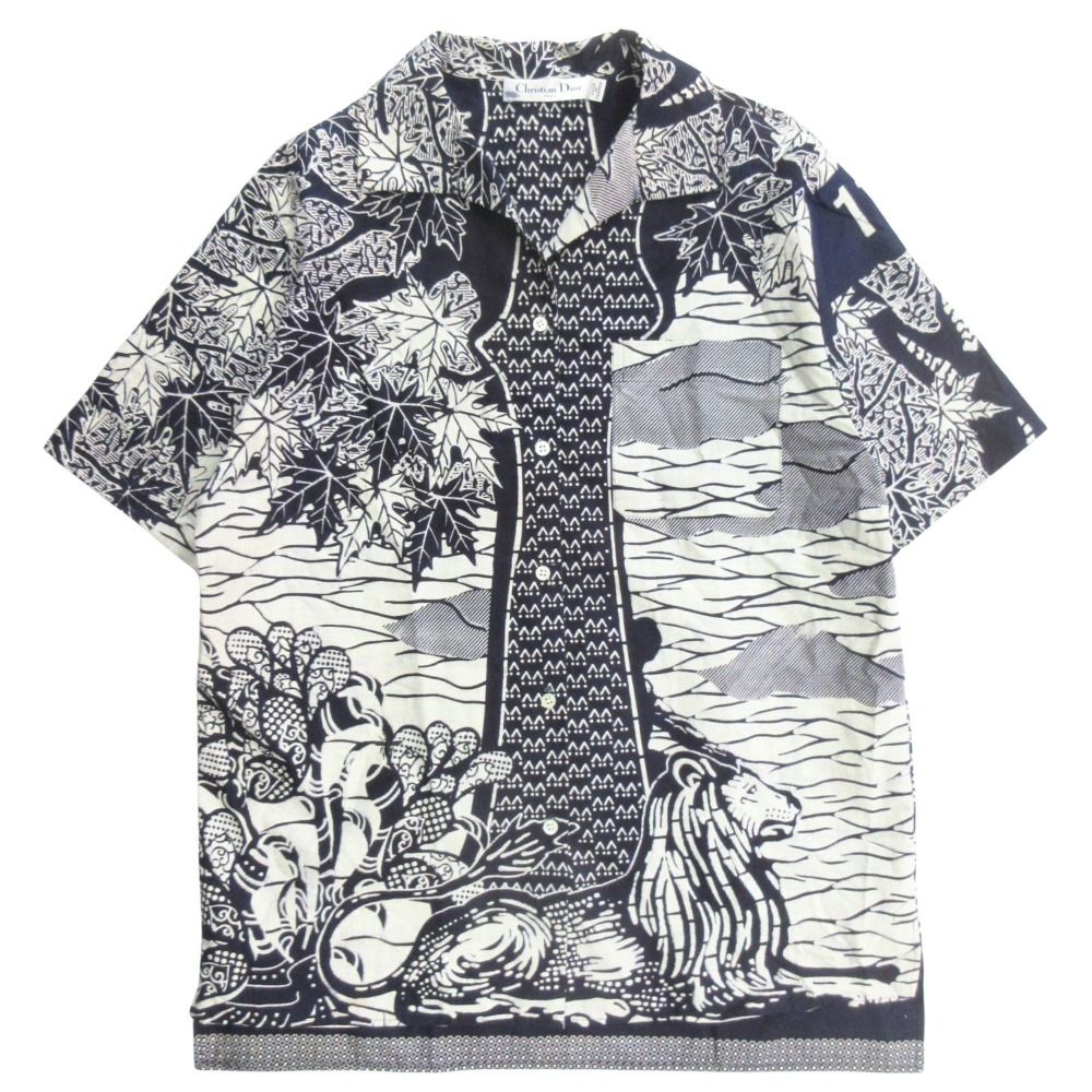 Dior Sample Open Color Aloha Shirt Top Short Sleeve All Over Pattern
