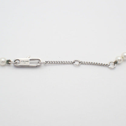 Celine Logo Pearl Necklace Silver Color Glass Pawn — view 4