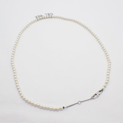 Celine Logo Pearl Necklace Silver Color Glass Pawn — view 3
