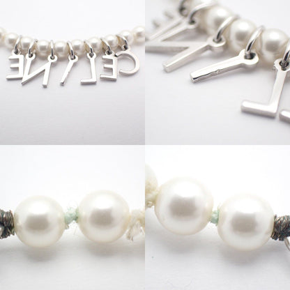 Celine Logo Pearl Necklace Silver Color Glass Pawn — view 7