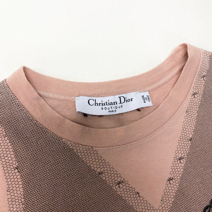 Dior Short Sleeve Top Galliano Era Trompe Rouille Print Lace Corset Pale Orange — view 8