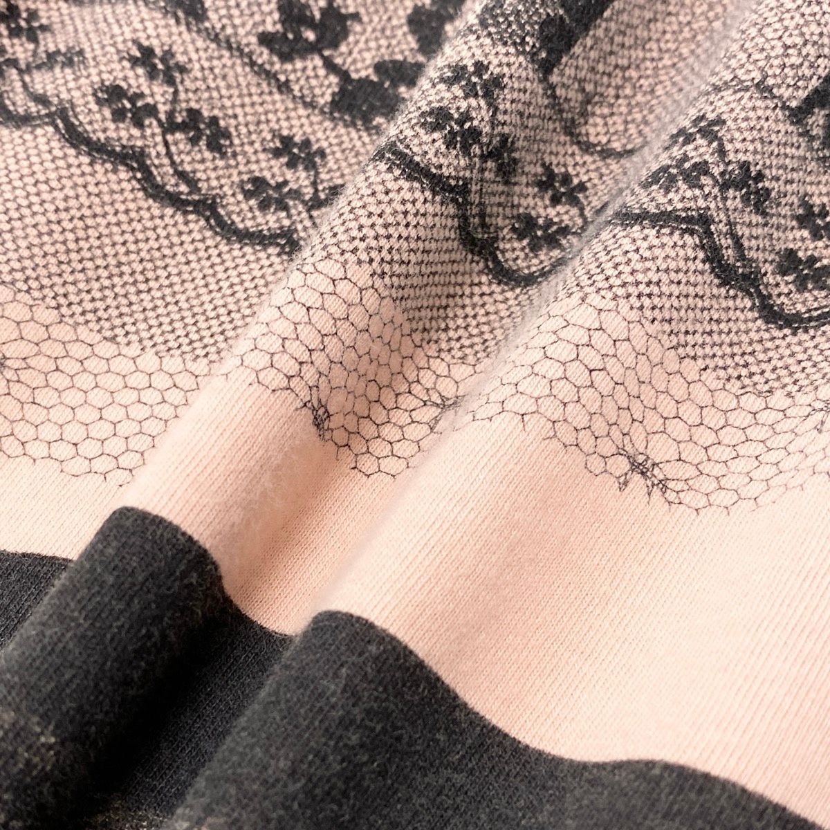 Dior Short Sleeve Top Galliano Era Trompe Rouille Print Lace Corset Pale Orange — view 7