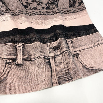 Dior Short Sleeve Top Galliano Era Trompe Rouille Print Lace Corset Pale Orange — view 6