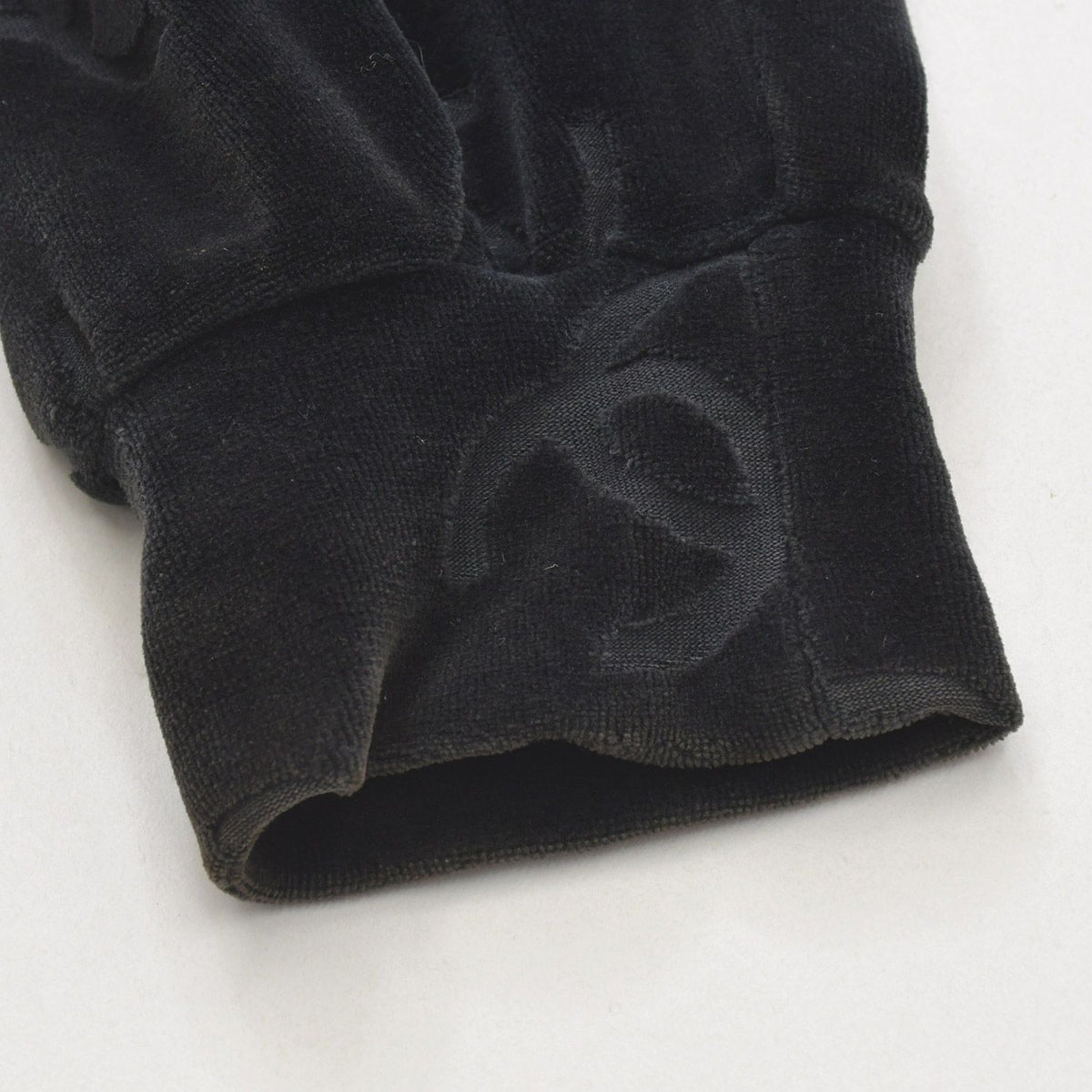 Chanel Jacket Cardigan Vintage CC Logo Coco Buttons Velour Black Silver 40 — view 6