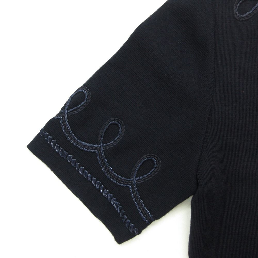 Fendi Maglia Dress Wool Knit Embroidery Neck Short Sleeve High Gauge Knee — view 4