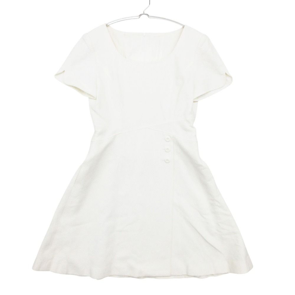 Dior Dress Waffle Fabric Pique Weave Short Sleeve Mini 100% Cotton White