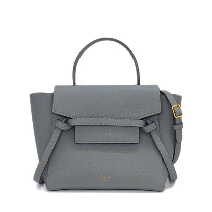 Celine Handle Shoulder Bag Nano Blue Gray Calfskin Gold