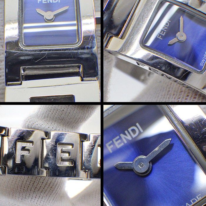 Fendi Watch Stella L Rectangular Blue Dial Logo Bracelet SS Quartz Analog — view 7