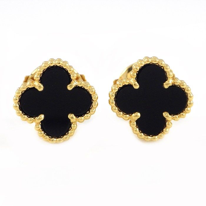 Van Cleef & Arpels Earrings Sweet Alhambra Onyx 18K Yellow Gold