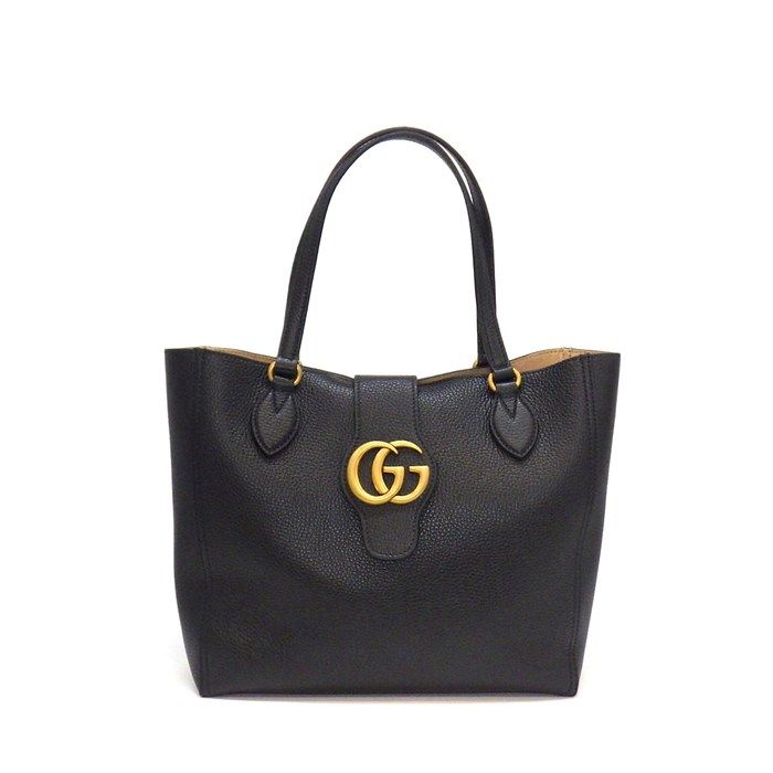Gucci Tote Bag GG Marmont Dahlia Black Leather Gold