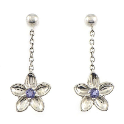 Tiffany & Co Earrings Flower Drop Dangle Chain Iolite