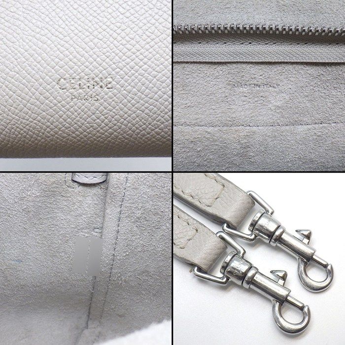 Celine Handle Shoulder Bag Nano Light Gray Calfskin Silver — view 6